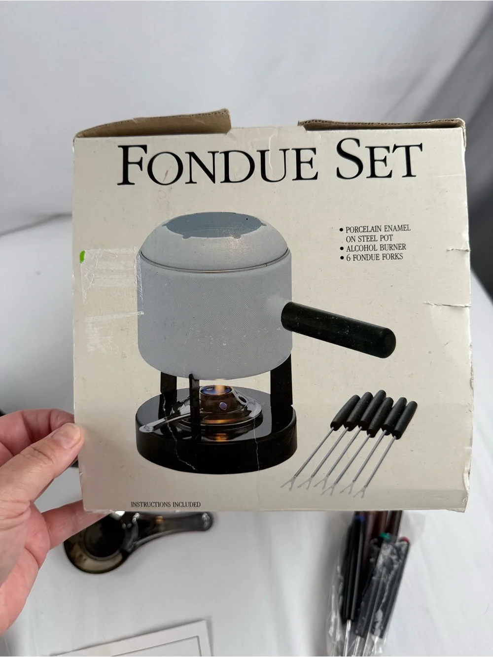 Roshco White and Black Fondue Set - Complete Serving Kit